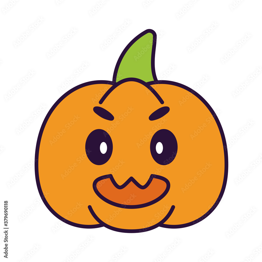 Isolated cute pumpkin kawaii. Halloween icon - Vector Isolated cute pumpkin kawaii. Halloween icon - Vector