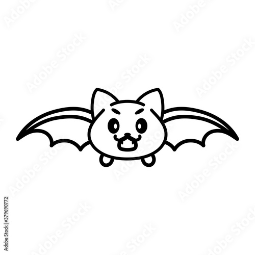 Isolated cute bat kawaii. Halloween icon - Vector