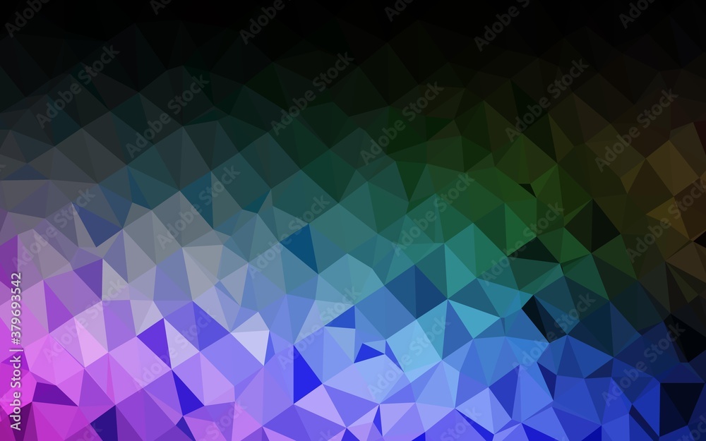 Fototapeta premium Dark Multicolor, Rainbow vector abstract mosaic pattern. A sample with polygonal shapes. Brand new design for your business.