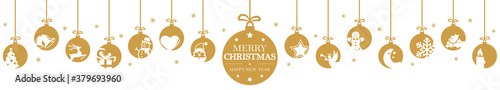 hanging baubles with christmas icons and greetings