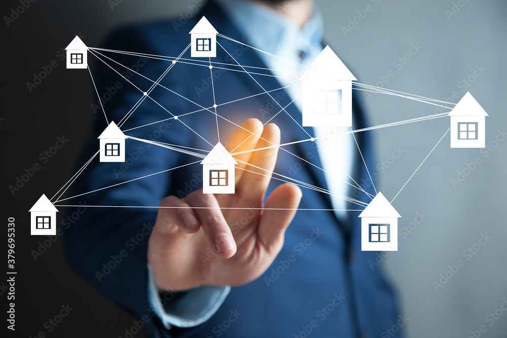 man touching house network man touching house network