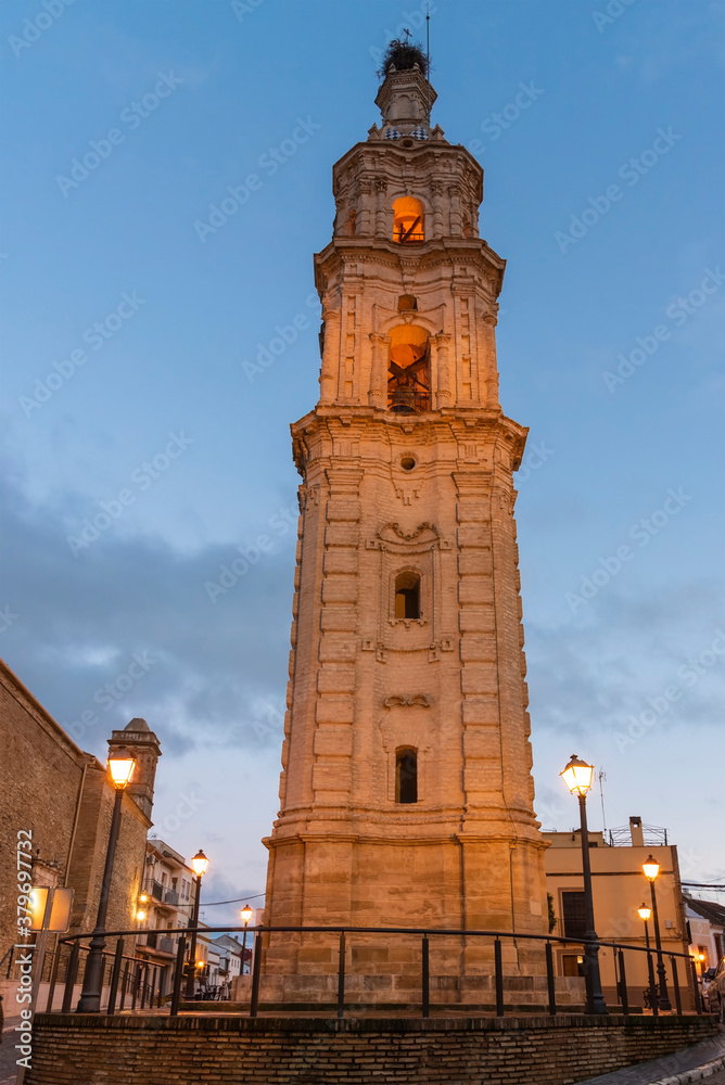 Fototapeta premium Clock tower in Aguilar de la Frontera, Cordoba
