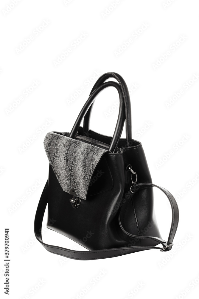 Naklejka premium Modern womens bag with a strict design with a snake insert