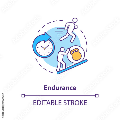 Enhance endurance concept icon. Sports energy drinks idea thin line illustration. Stamina, persistence. Strength-training exercises. Vector isolated outline RGB color drawing. Editable stroke