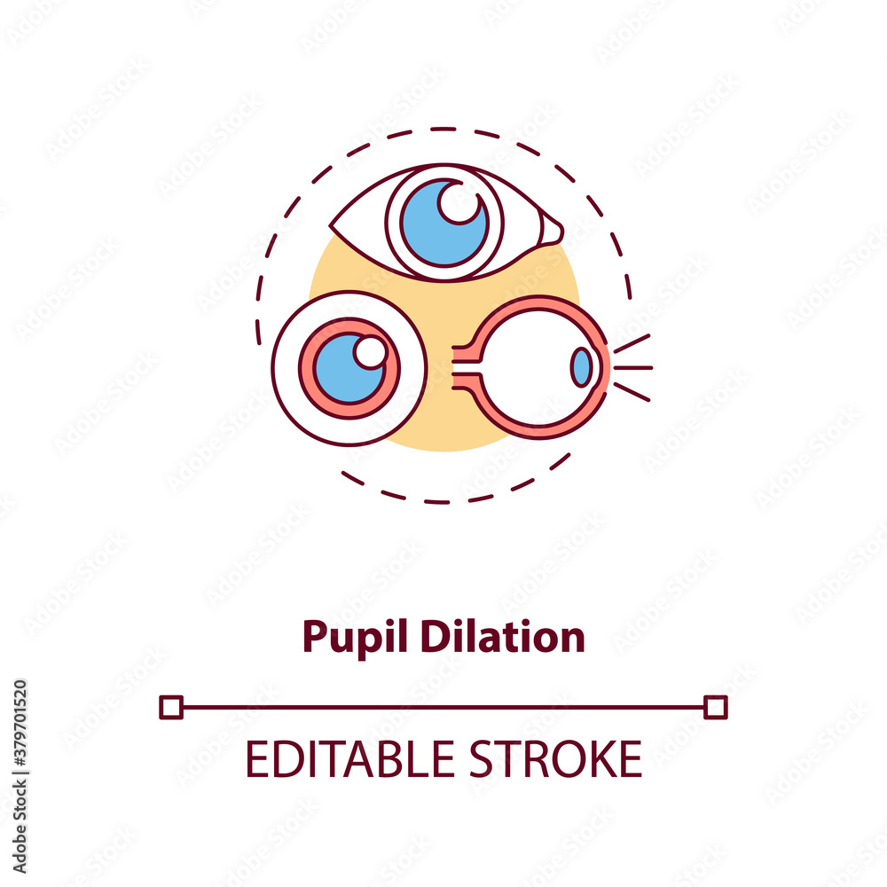 Pupil dilation concept icon. Energy drinks side effects idea thin line