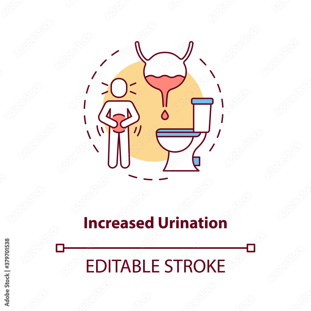 Increased urination concept icon. Energy drinks side effects idea thin