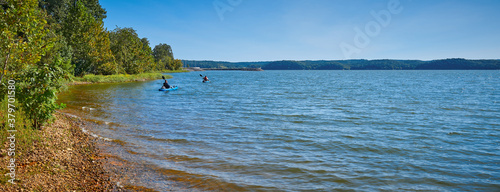 Fotografia Kayakers on Kentucky Lake near Kenlake State Resort Park, Kentucky