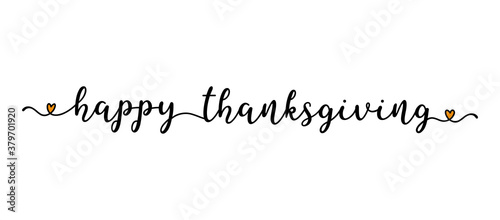 Hand sketched Happy Thanksgiving quote as banner. Lettering for poster, label, sticker, flyer, header, card, advertisement, announcement..