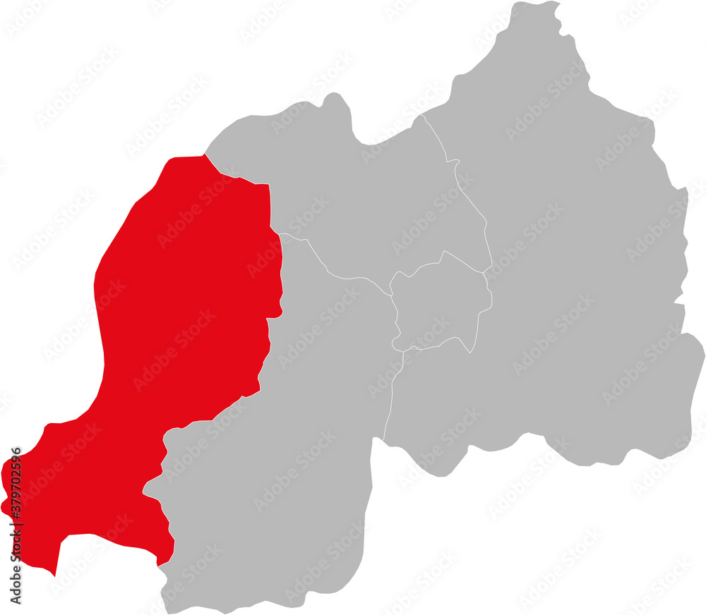 Western province isolated on Rwanda map. Gray background. Business concepts and Backgrounds.