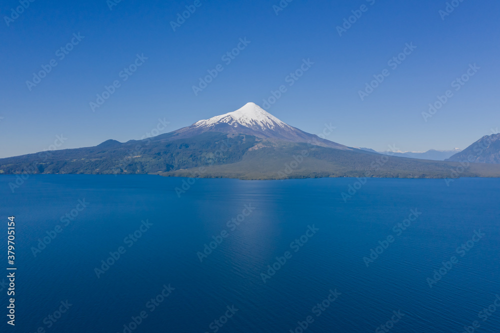Aerial landscape of Osorno Volcano and Llanquihue Lake - Puerto Varas, Chile, South America.