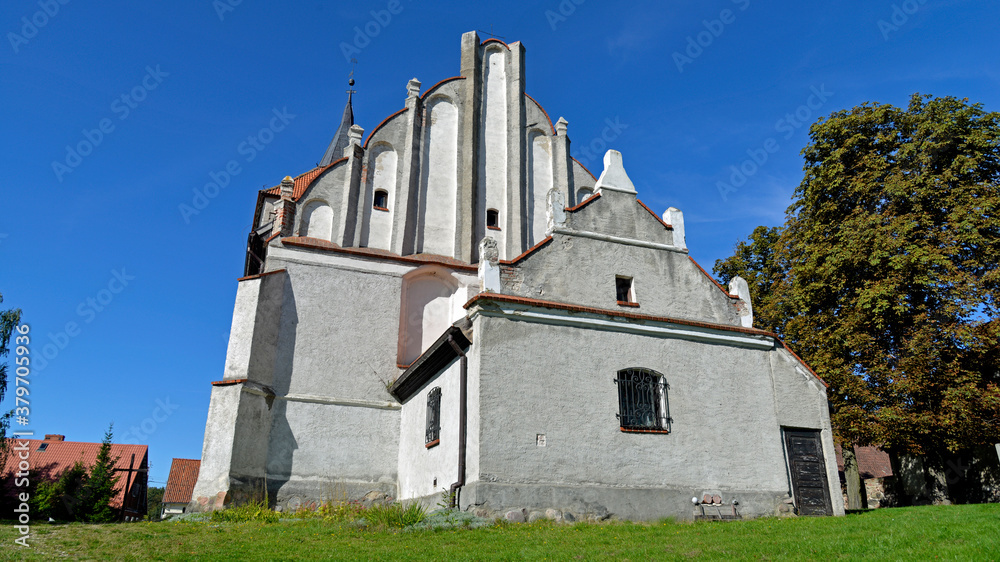 Fototapeta premium built in 1639, the Catholic Church of the Holy Cross in Szestno in Warmia and Masuria in Poland