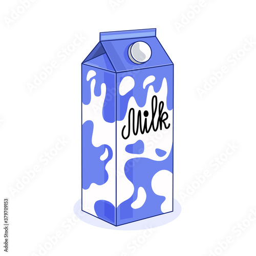 Vector illustration of a milk carton isolated on a white background. Healthy organic dairy product. Cartoon.