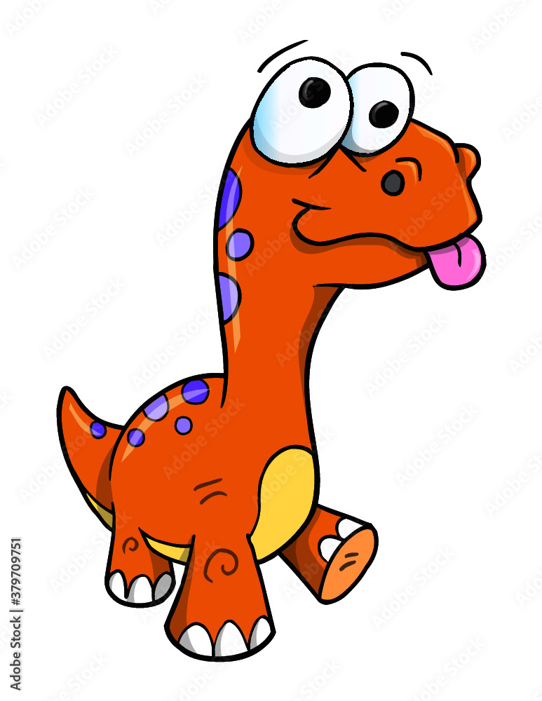Fototapeta premium Cute Silly Dinosaur Vector Illustration Art