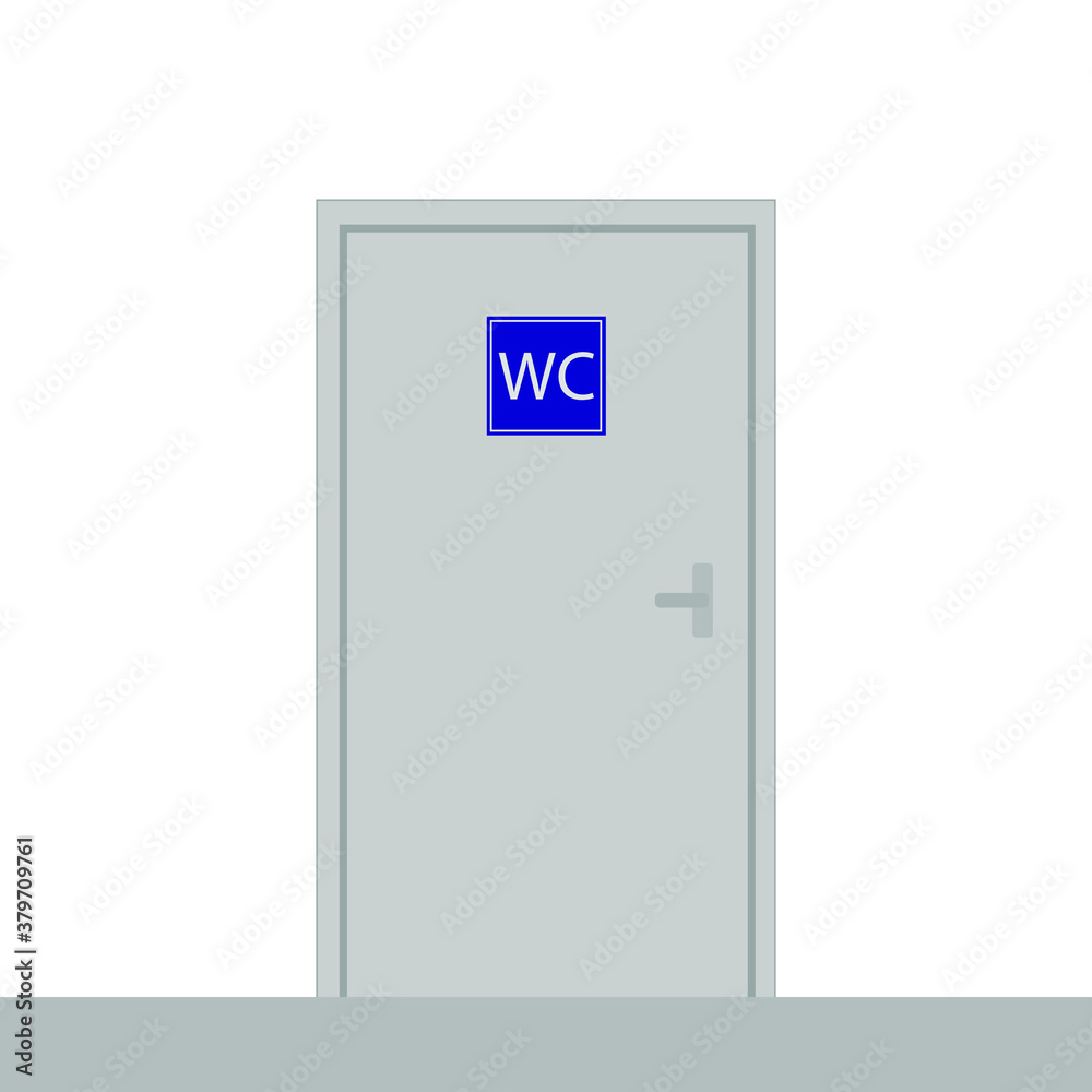 Closed door with a toilet sign Closed door with a toilet sign