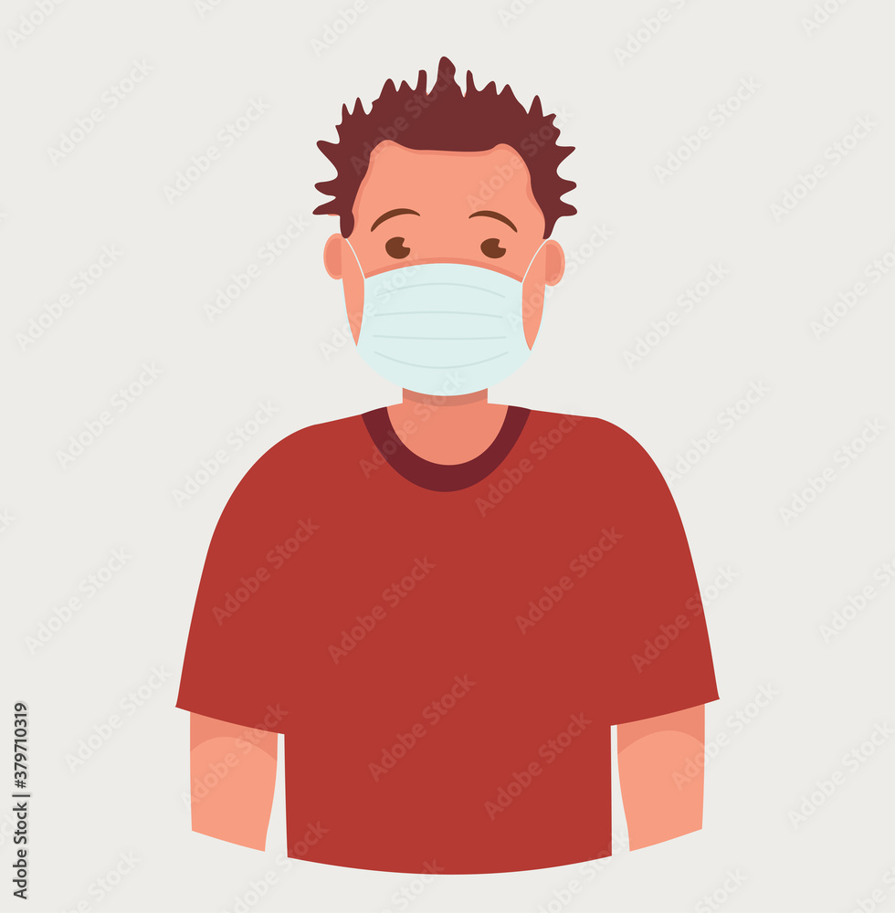 Man in a protective medical mask. Protection against viruses and bacteria. Man in a protective medical mask. Protection against viruses and bacteria.