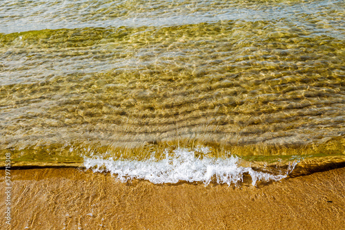 Beautiful pop sea waves and beach