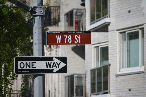 West 78th Street historic sign in collegiate district
