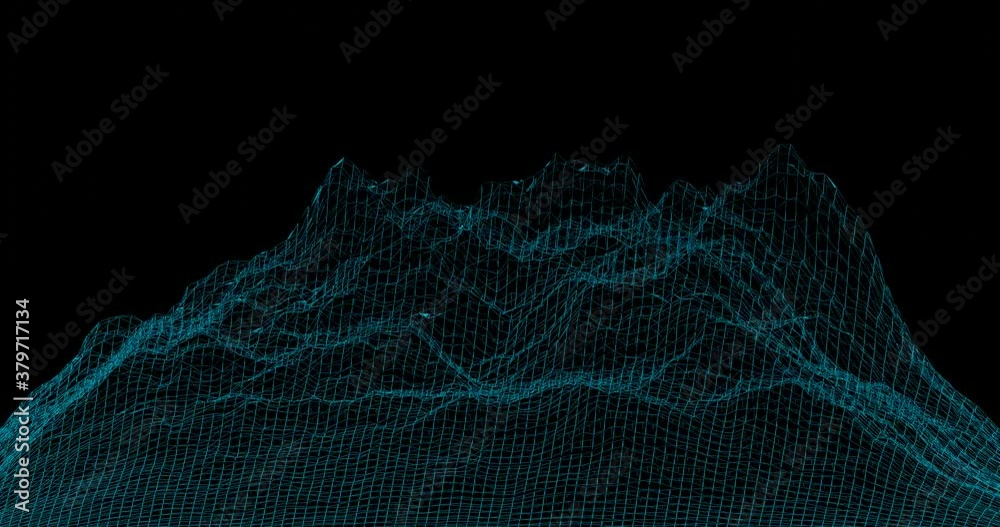 3d render with hologram of mountain landscape
