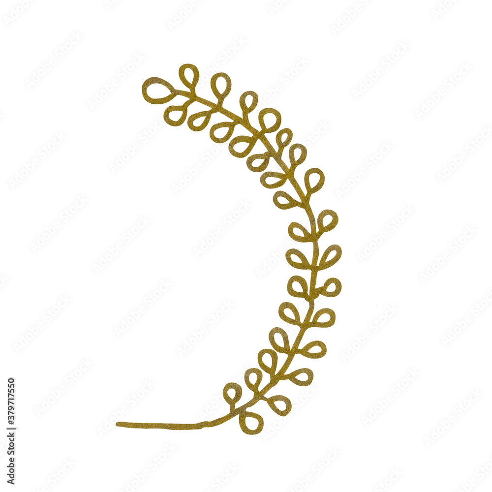 Obraz premium golden tropical leaves drawn with marker (600 DPI)