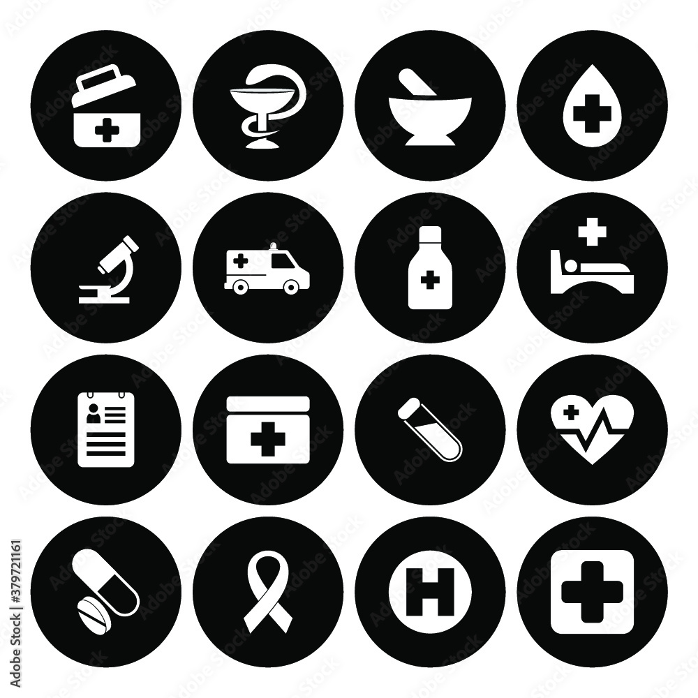 black health medical icon pack with white background black health medical icon pack with white background