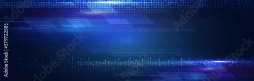 Wide Hi-tech digital technology concept. Illustration high computer technology on blue background. Abstract futuristic design. sci-fi vector illustration.
