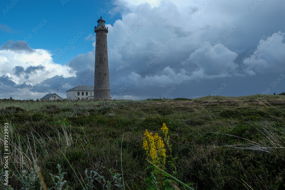 Historical gray Lighthouse in Skagen, denmark, Europe