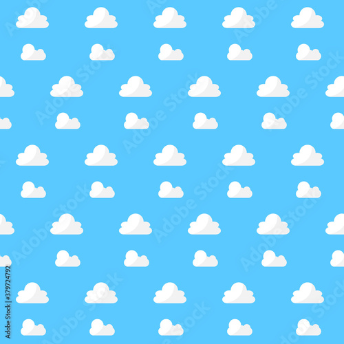 Seamless pattern white cloud on blue background