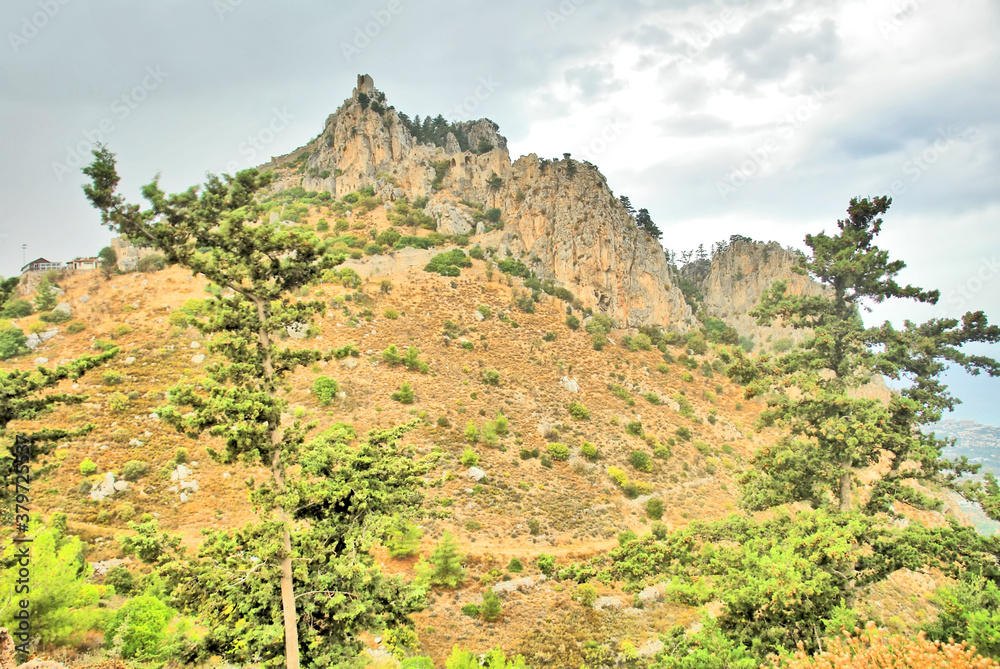 The Saint Hilarion Castle  on the Kyrenia mountain range, in Cyprus. 