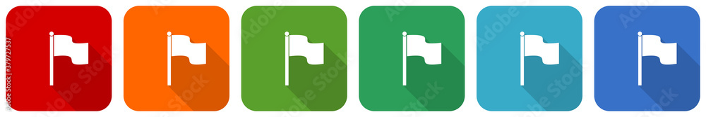Flag icon set, flat design vector illustration in 6 colors options for webdesign and mobile applications Flag icon set, flat design vector illustration in 6 colors options for webdesign and mobile applications