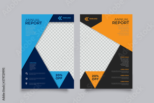  Corporate Business flyer template vector design, Flyer Template Geometric shape used for business poster layout, IT Company flyer, corporate banners, and leaflets. Graphic design layout with triangle