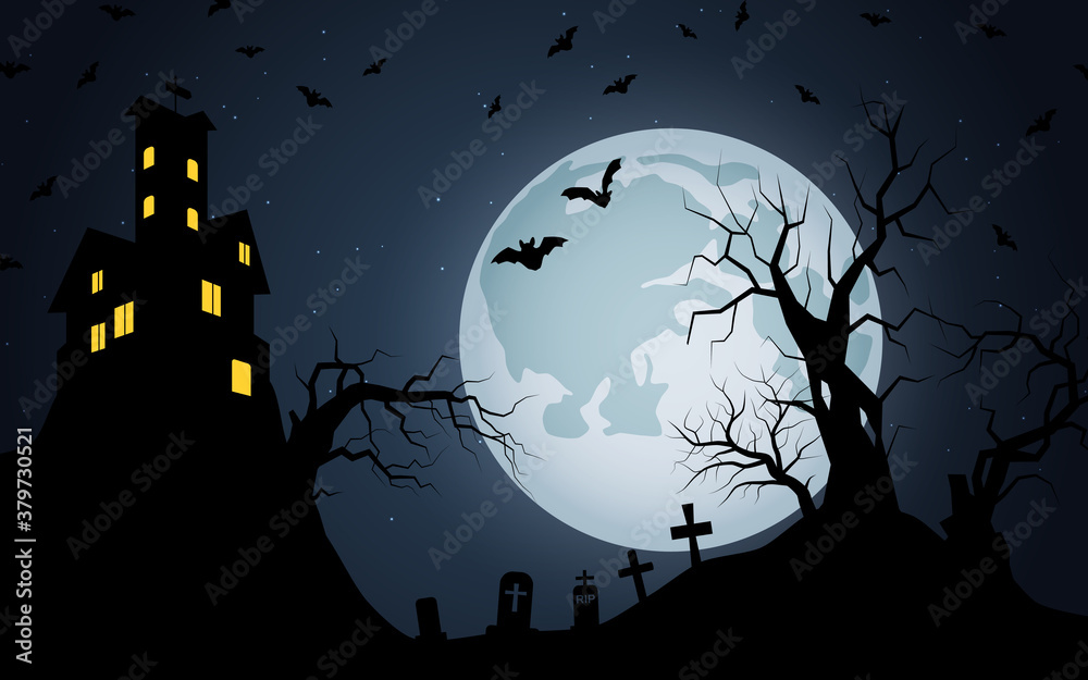 Halloween scary night vector background