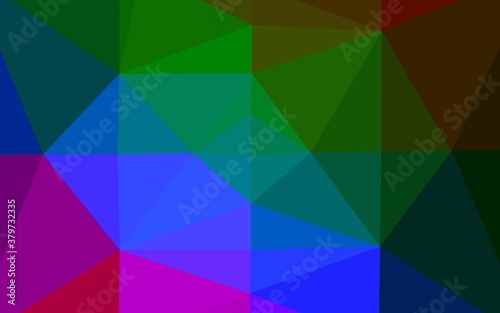 Dark Multicolor, Rainbow vector shining triangular template. Geometric illustration in Origami style with gradient. Triangular pattern for your business design.