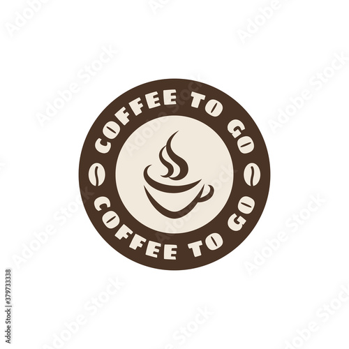 Coffee to go label, vector symbol. Coffee cup to go badge for logo and print.