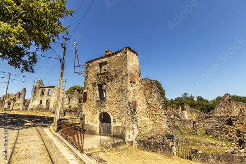 Ruin of a house - Oradour sur Glane, French village located in the Haute-Vienne department - martyred village victim of a massacre during the Second World War - historical ruins