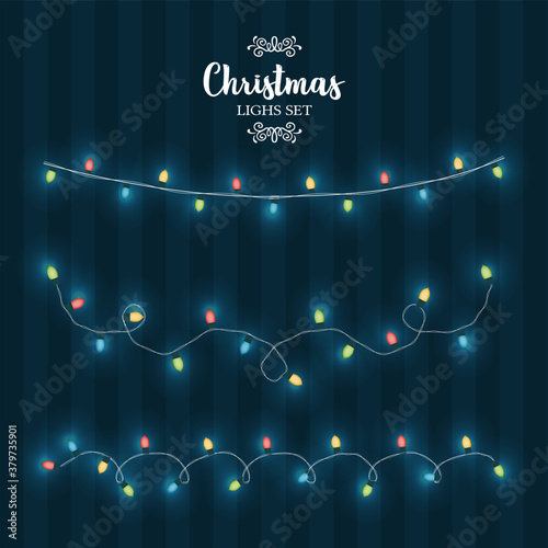 Christmas lights decoration collection isolated