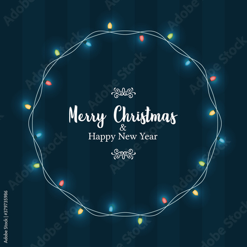 Christmas New Year xmas lights circle frame card