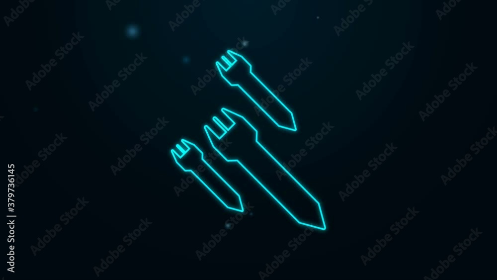 Glowing neon line Rocket icon isolated on black background. 4K Video motion graphic animation Glowing neon line Rocket icon isolated on black background. 4K Video motion graphic animation