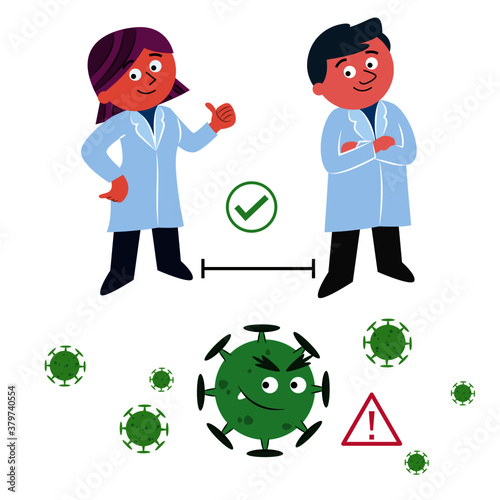 Buenas prácticas contra el covid-19. Distanciamiento social. Virus del covid-19.