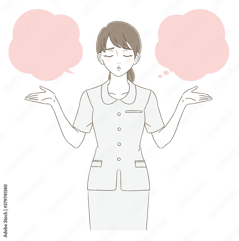 custom made wallpaper toronto digital医療・美容　手描き風　制服を着た女性の上半身イラスト表情セット