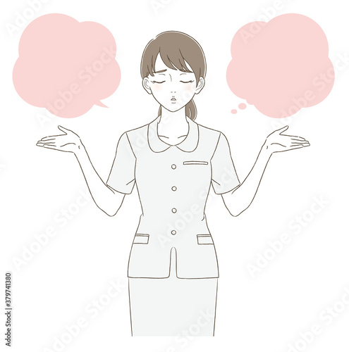 Wallpaper Mural 医療・美容　手描き風　制服を着た女性の上半身イラスト表情セット Torontodigital.ca