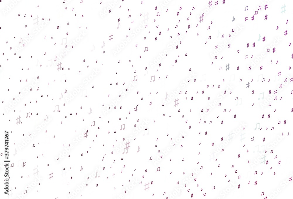 Light Pink vector template with musical symbols.