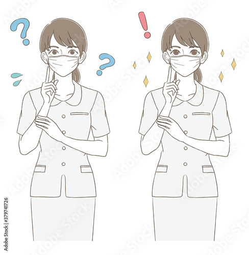 Wallpaper Mural Medical / beauty hand-painted style female upper body illustration facial expression set wearing uniform and mask Torontodigital.ca