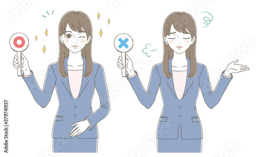 Wallpaper Mural Hand-drawn style illustration facial expression set of business woman answering correct / incorrect answer
 Torontodigital.ca