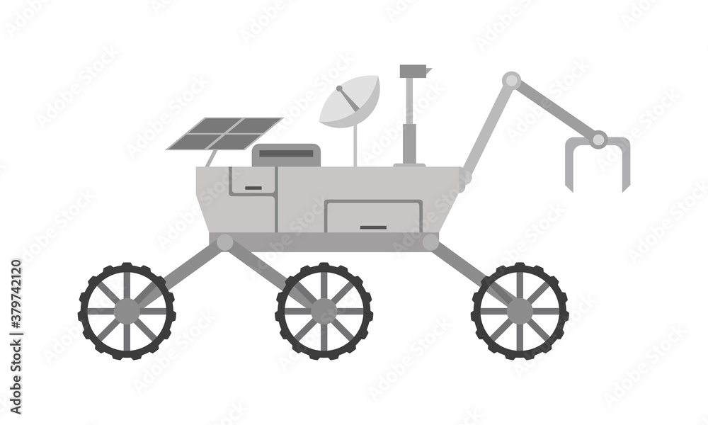 Mars rover flat style design. Isolated on white background.