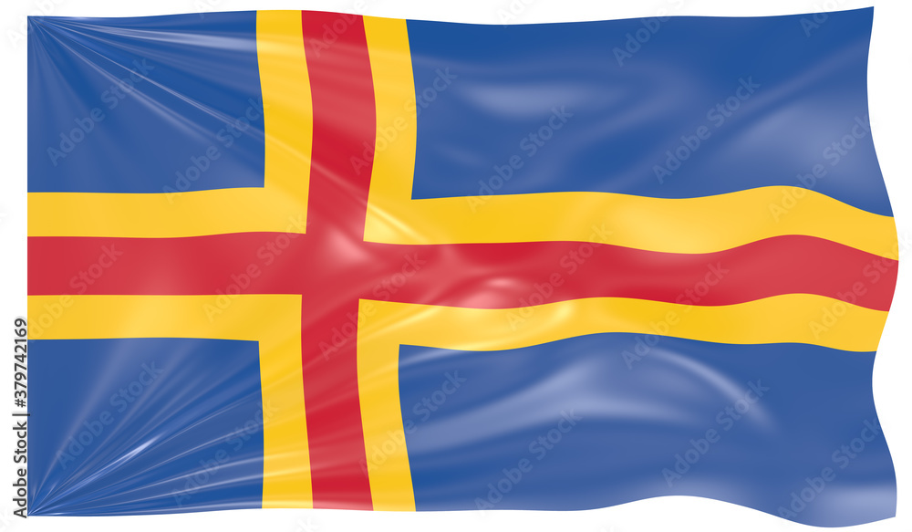 Detailed Illustration of a Waving Flag of Aland Detailed Illustration of a Waving Flag of Aland