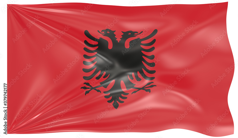 Detailed Illustration of a Waving Flag of Albania Detailed Illustration of a Waving Flag of Albania