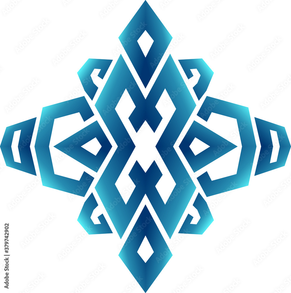 Vector Design of a Blue Wood Ornament with a Nature Theme Vector Design of a Blue Wood Ornament with a Nature Theme