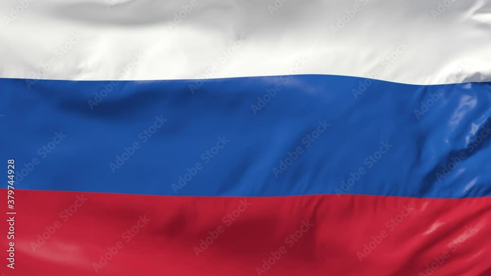 Russia flag as a background. Russia flag in slow motion animation waving in the wind realistic 4k video. The Russian Federation.