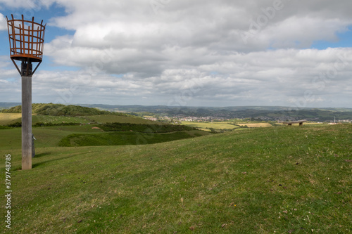 View from the summit of Thorncombe Beacon on the Jurassic coast in Dorset photo