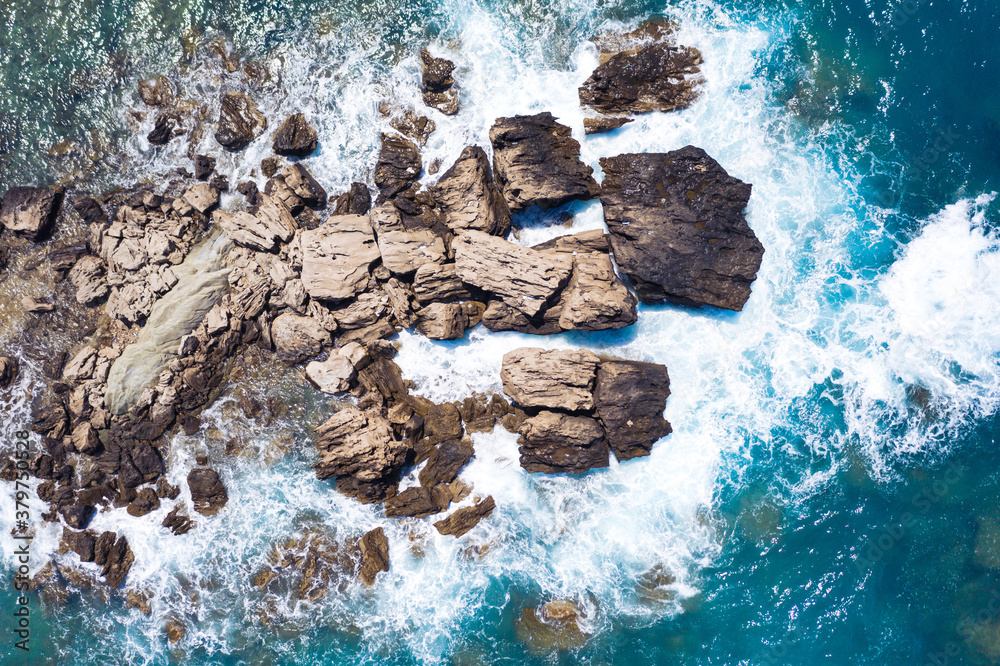 Paphos Cyprus beach waves hitting the rocks
